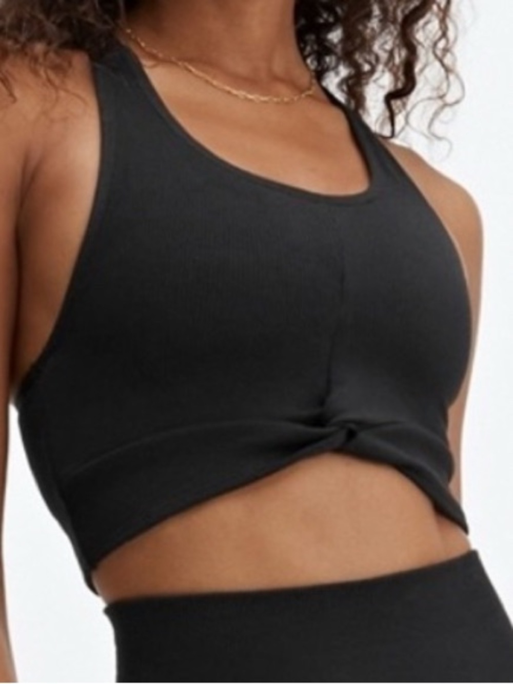 FABLETICS Women’s Black Cloud Seamless Shelf Knotted Midi Bra XL